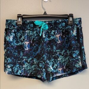 Fabletics Athletic Shorts Size L Blue Black Print